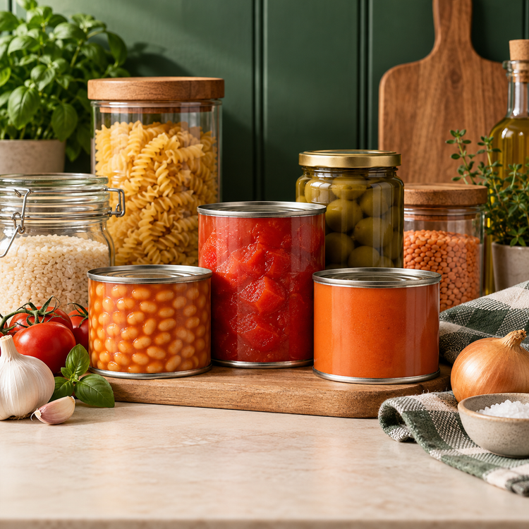 Food cupboard and tinned goods