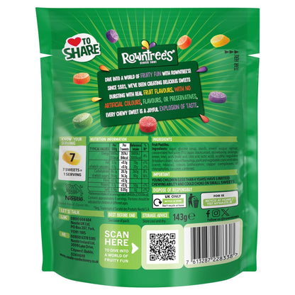 Rowntree's Fruit Pastilles Vegan Friendly Sweets Sharing Bag 143g