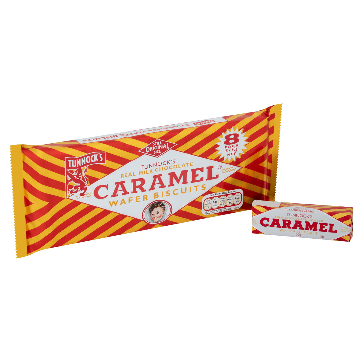 Tunnock's Milk Chocolate Caramel Wafer Biscuits 8 Pack 240g