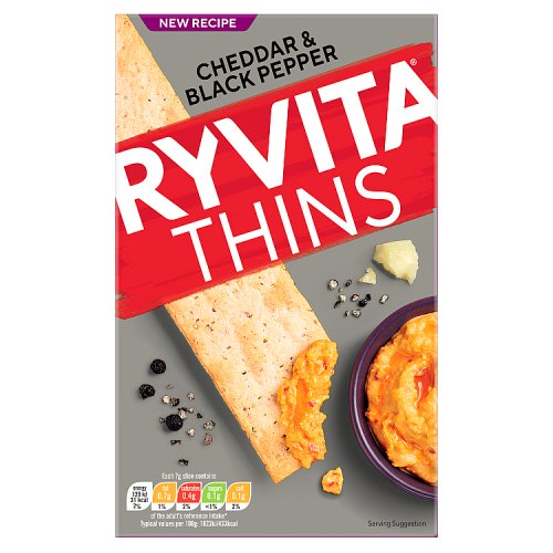 Ryvita Cheddar & Cracked Black Pepper Thins (200g)