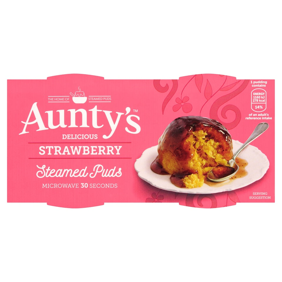 Auntys Strawberry Steamed Puddings 2 x 95g