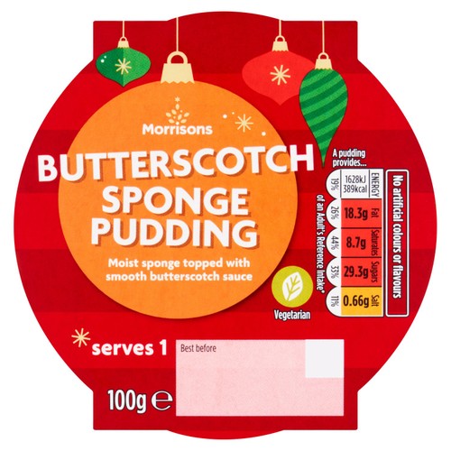 Morrisons Butterscotch Sponge Pudding Serves 1 100g