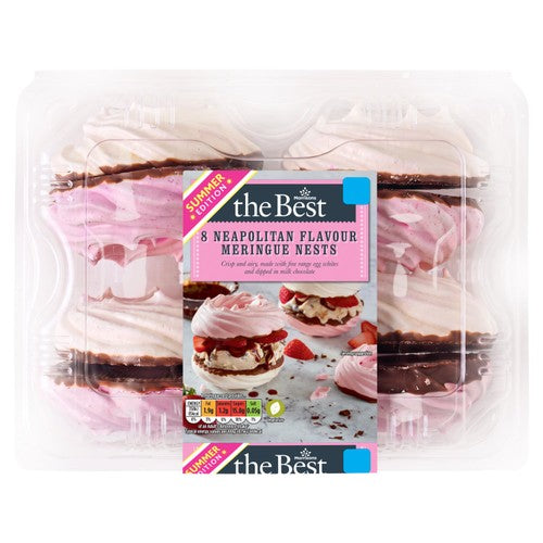 Morrisons 8 Neapolitan Meringue Nests Dipped In Milk Chocolate 152.8g