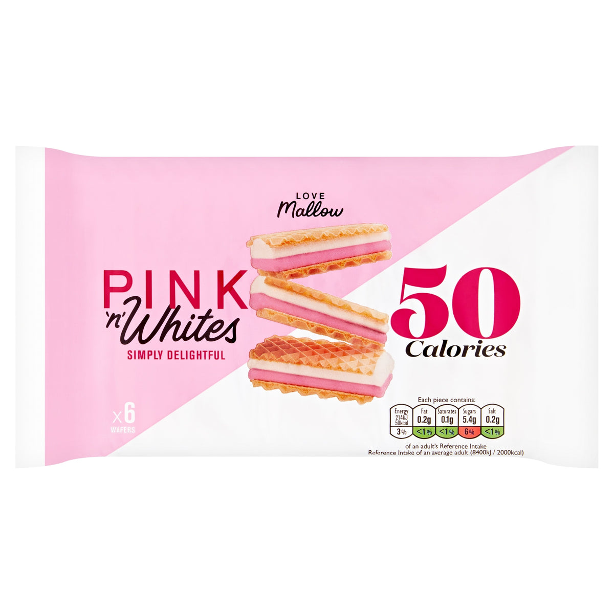 Caxton Pink & White Wafers 6 Pack 85g