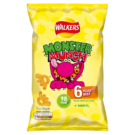 Walkers Monster Munch Roast Beef Multipack 6 x 20g (120g)
