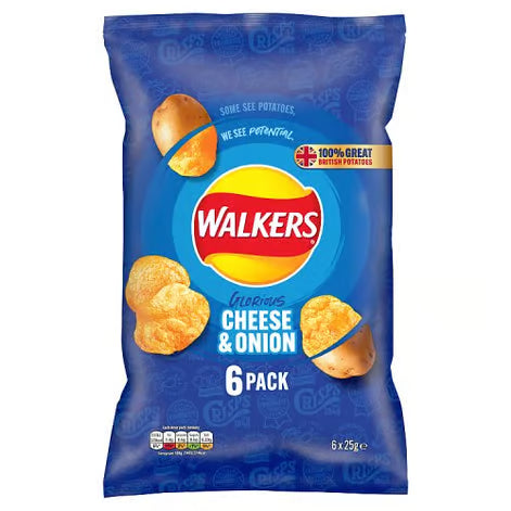 Walkers Cheese & Onion Crisps 6 Pack – 150g