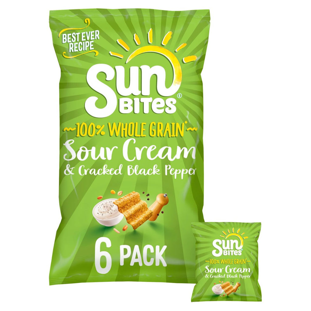 Sunbites Sour Cream & Cracked Black Pepper Multipack 6 x 25g (150g)