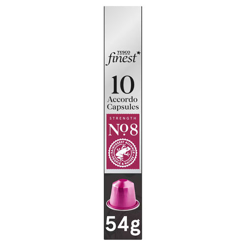 Tesco Finest 10 Accordo Capsules No. 8 Strength (54g)