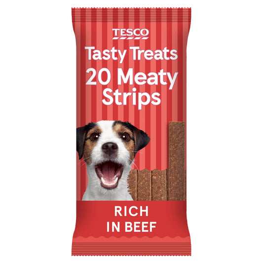 Tesco beef meaty strips dog treats 200g