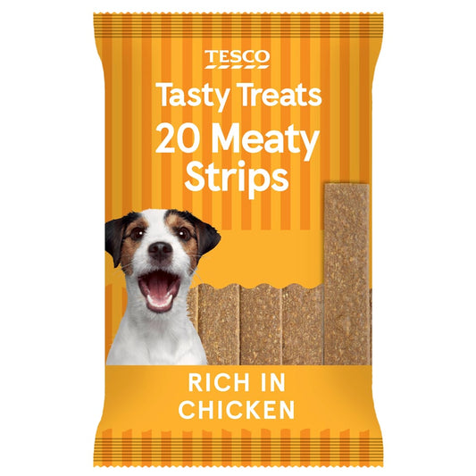 Tesco chicken meaty strips dog treats 200g