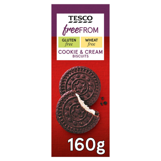 Tesco Free From Cookie & Cream Biscuits 160g