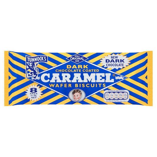 Tunnock's Dark Chocolate Caramel Wafer Biscuits 8 Pack 248g