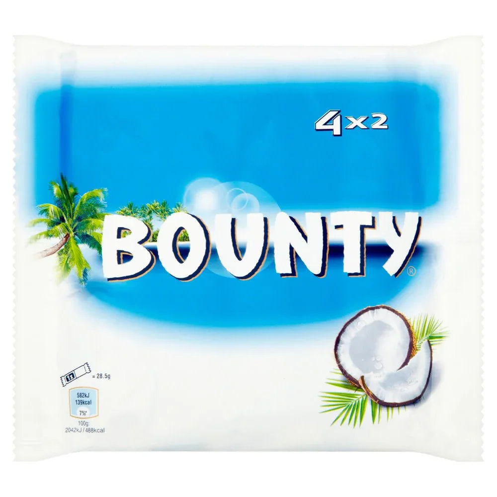 Bounty coconut and milk chocolate 4 pack 57g