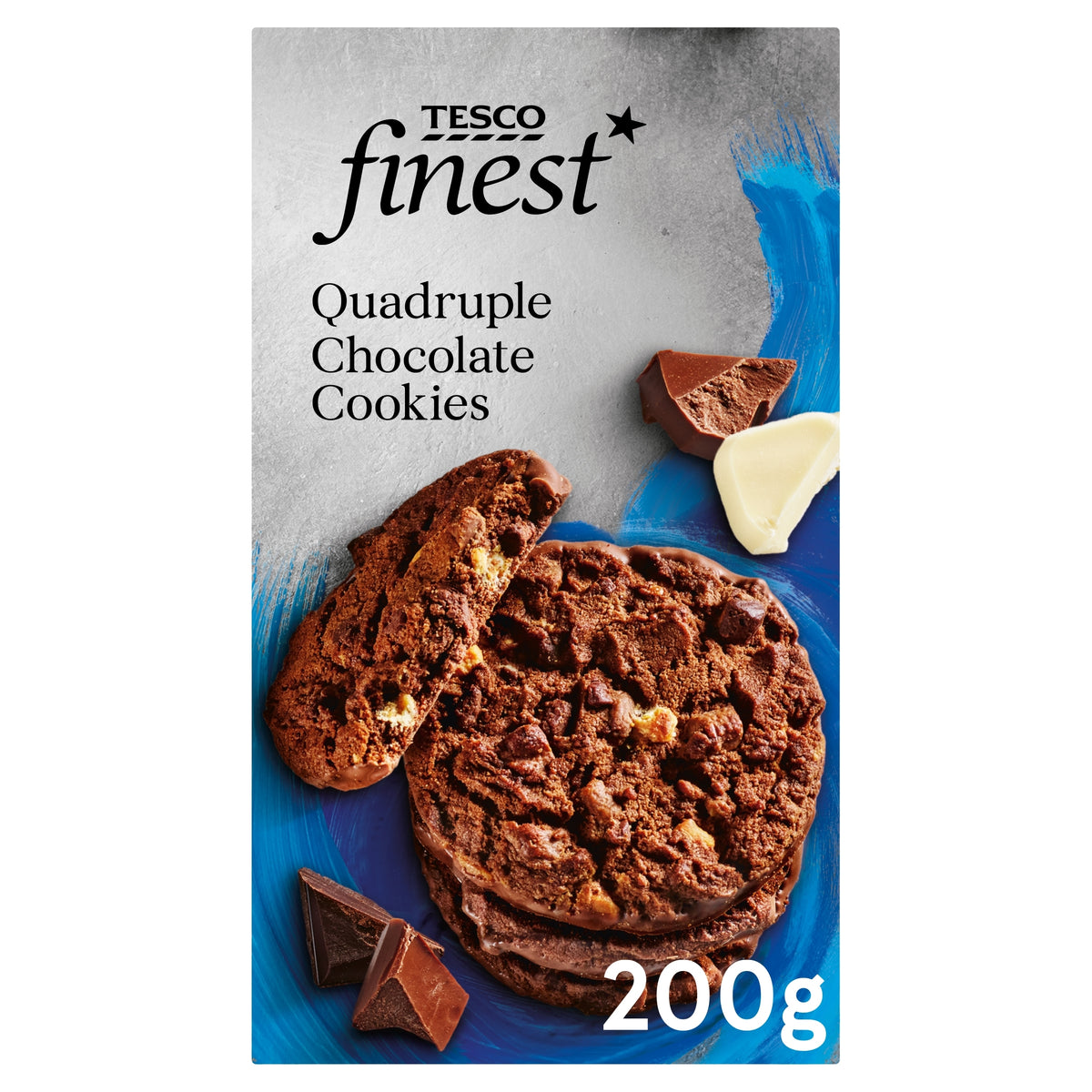 Tesco Finest Quadruple Chocolate Cookies 200g pack