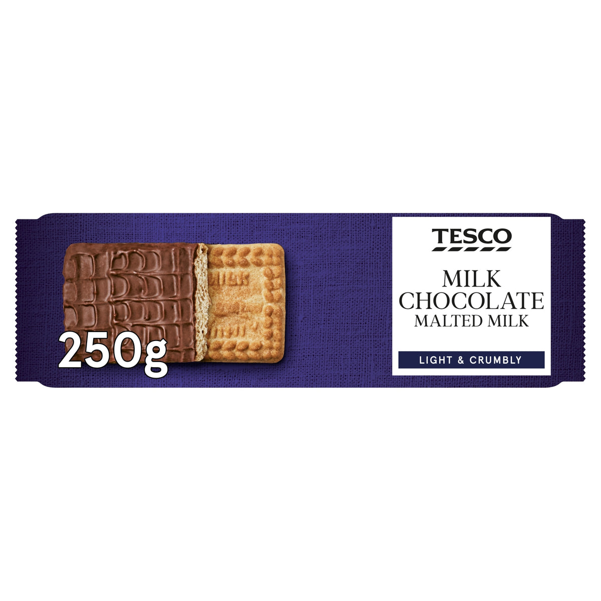Tesco Milk Chocolate Malted Milk Biscuits 250g pack