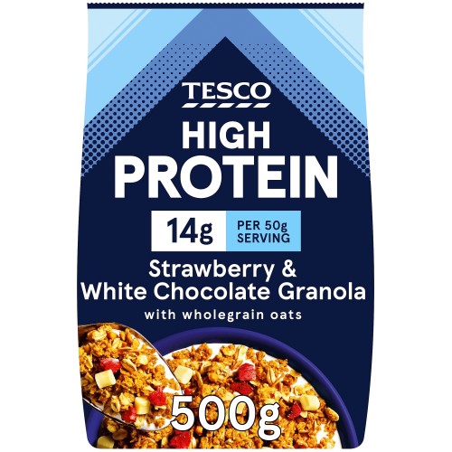 Tesco High Protein Strawberry & White Chocolate Granola (500g)
