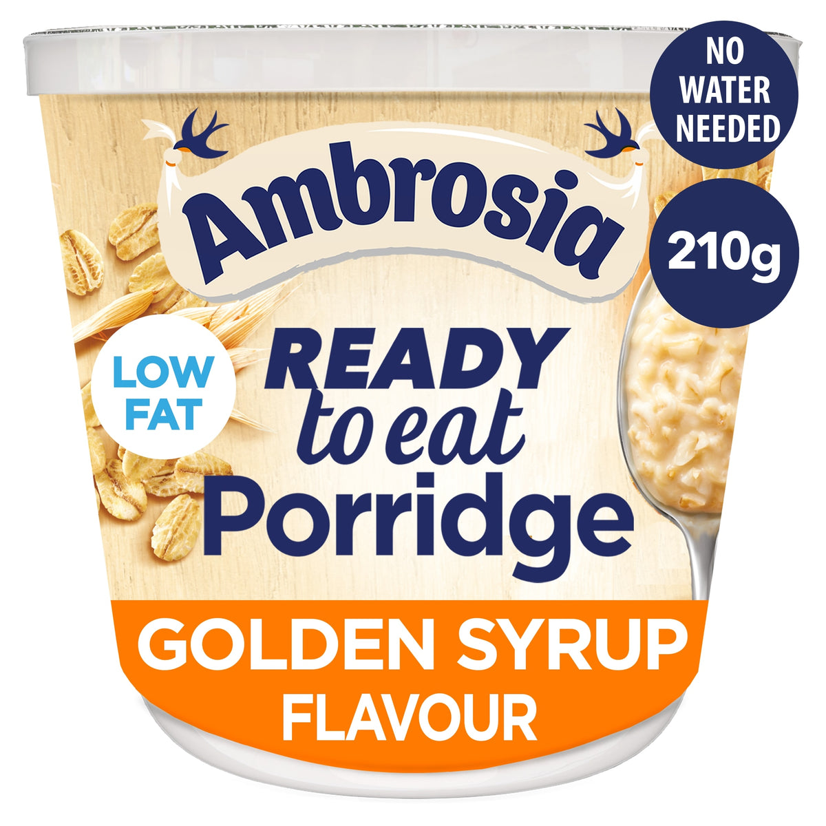 Ambrosia Ready to Eat Porridge Oat Cereal Pot Golden Syrup (210g)