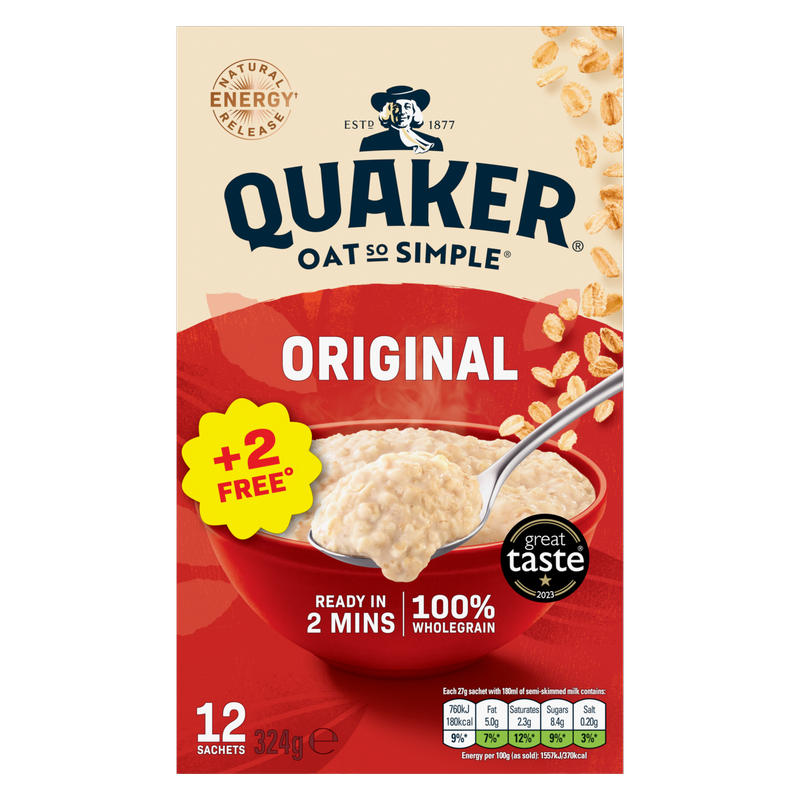 Quaker Oat So Simple Original Porridge Sachets 12 x 27g