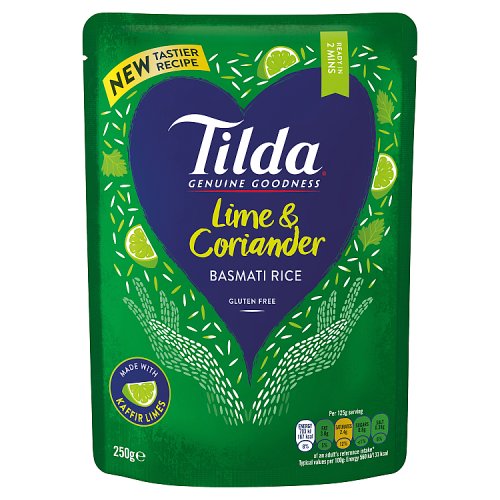 Tilda Steamed Lime and Coriander Basmati Rice (Bulk Buy Pack of 6) 1500g