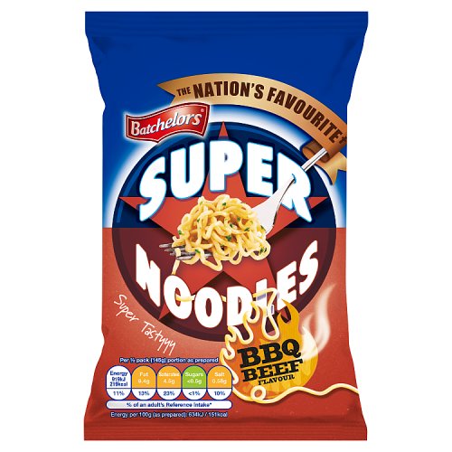 Batchelors BBQ Beef Super Noodles (Bulk Buy Pack of 6) 540g