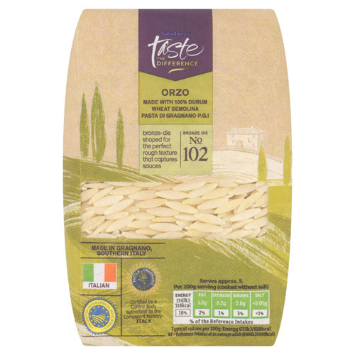 Sainsburys Taste the Difference Orzo Pasta (Bulk Buy Pack of 6) 3000g