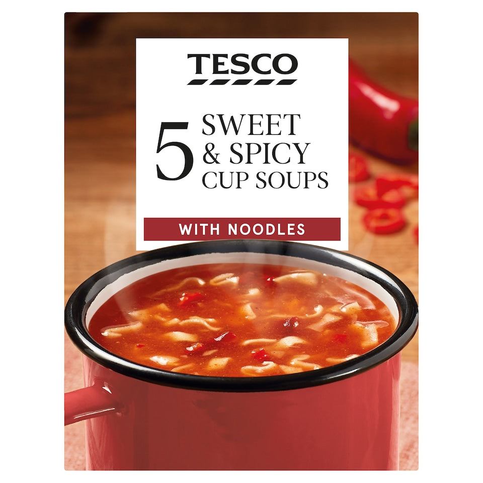 Tesco Sweet & Spicy Cup Soups with Noodles 5 Pack 115g
