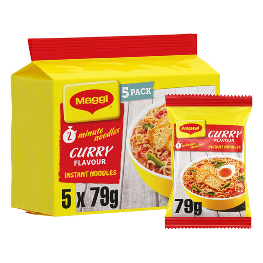 Maggi 2 Minute Curry Flavour Instant Noodles 5 Pack 395g