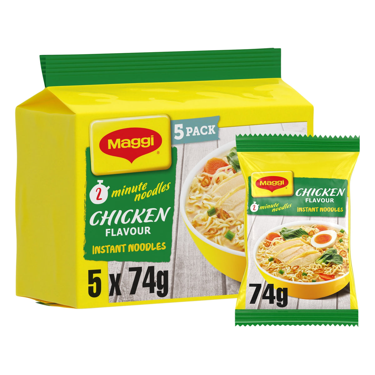 Maggi 2 Minute Chicken Flavour Instant Noodles 5 Pack 370g