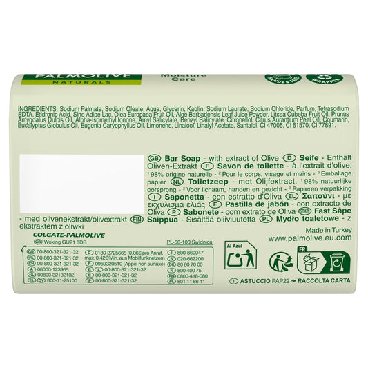 Palmolive Naturals Moisture with Olive Bar Soap, 4 pack