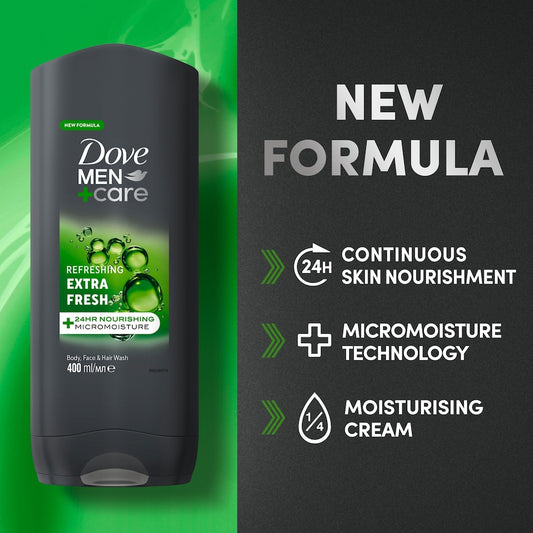 Dove Men+Care Refreshing 3-in-1 Hair, Face & Body Wash, 400ml