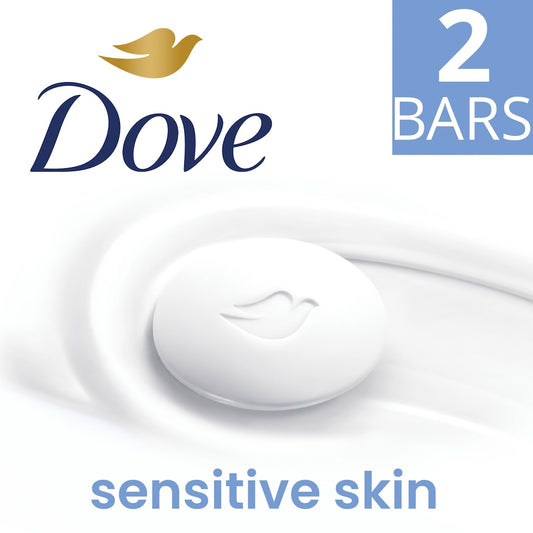 Dove Sensitive Beauty Bar Soap with 1/4 Moisturising Cream, 2 x 90g