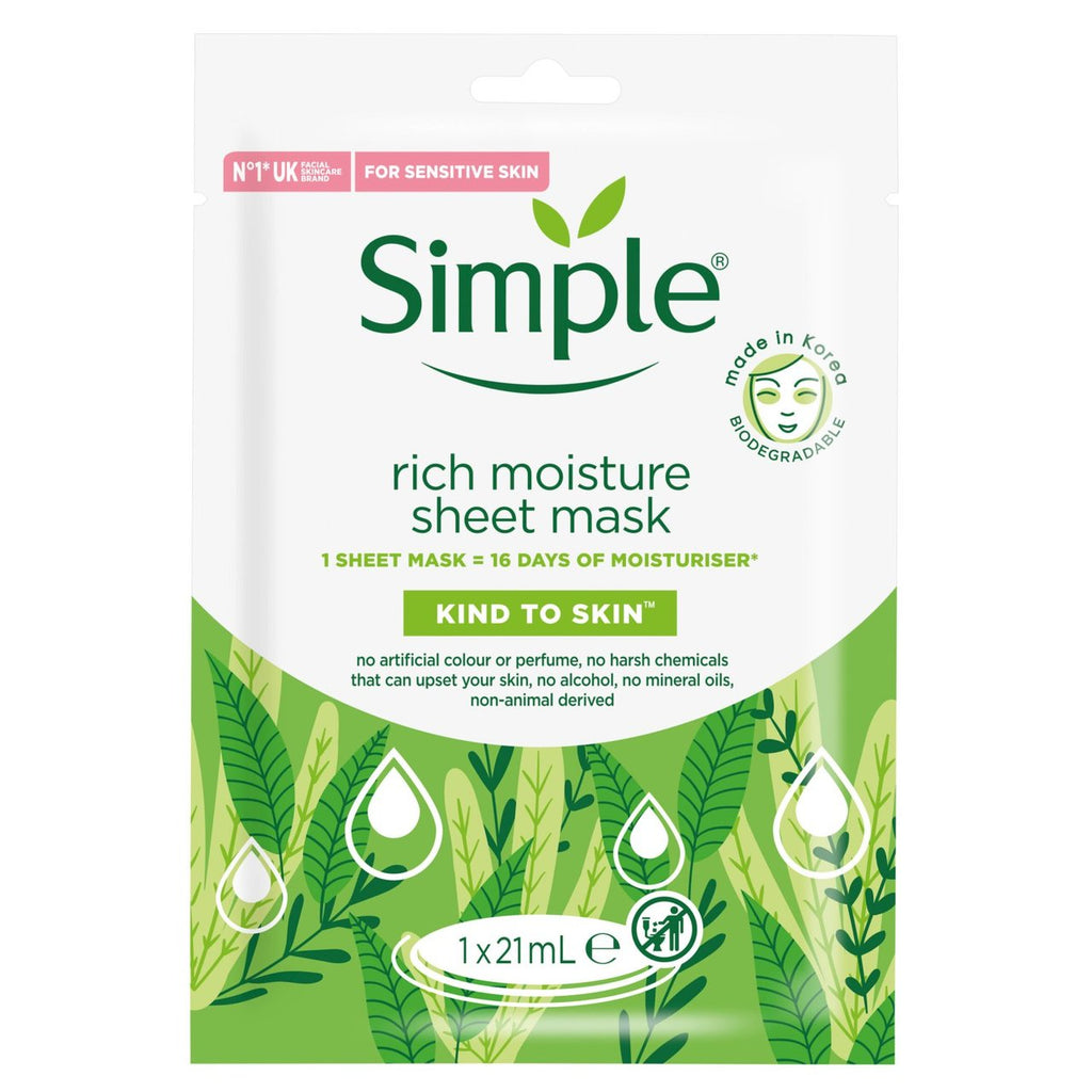Simple Kind To Skin Rich Moisture Sheet Mask 21ml