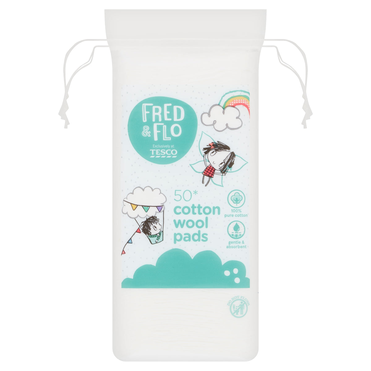 Fred & Flo Cotton Wool Square Pads 50 pack