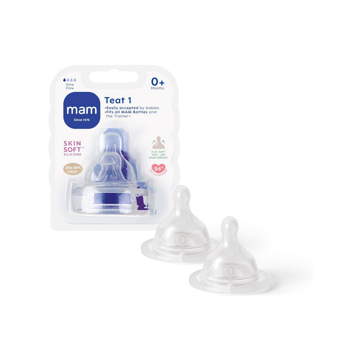 MAM Slow Flow Bottle Teats Size 1 2 pack