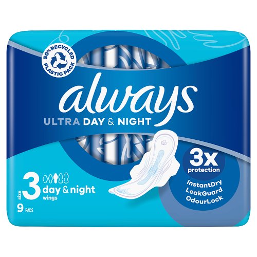 Always Ultra Night Size 3 Sanitary Towels with Wings 9 Pack (100g)