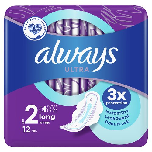 Always Ultra Long Size 2 Sanitary Towels with Wings 12 Pack (120g)