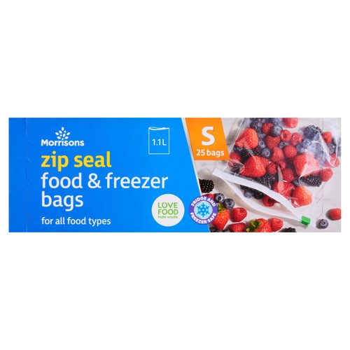 Morrisons Small Zip Seal Food & Freezer Bags 25 Pack