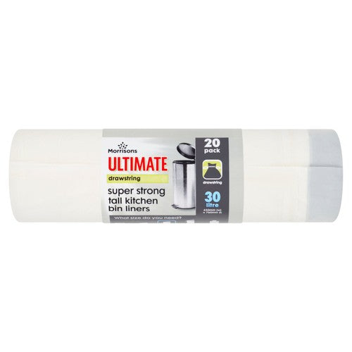 Morrisons 30L Drawstring Tall Kitchen Bin Liners 20 Pack