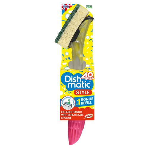 Dishmatic Style Fillable Washing Up Handle with Bonus Refill
