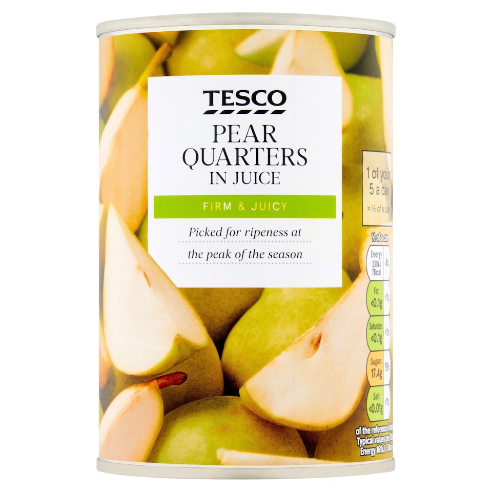 Tesco Pear Quarters in Juice 410g