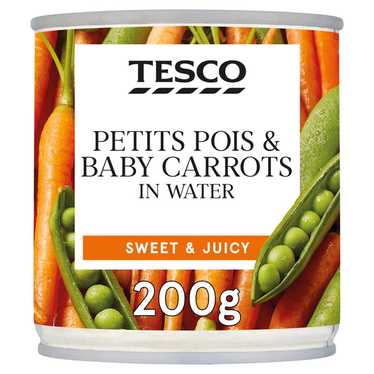 Tesco Petits Pois & Baby Carrots in Water 200g