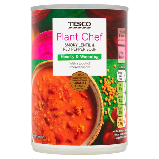 Tesco Plant Chef Lentil & Pepper Soup 400g pack