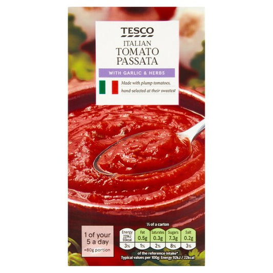 Tesco Italian Passata with Garlic & Herbs 500g product pack