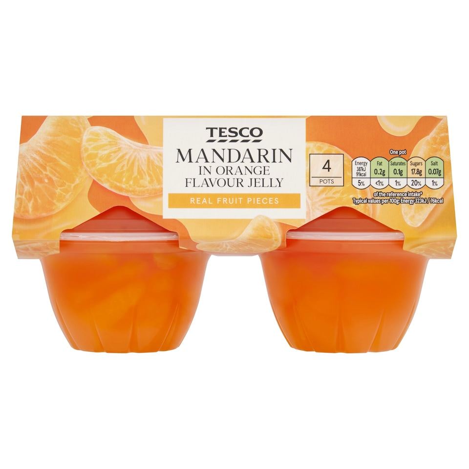 Tesco Mandarin in Orange Flavour Jelly 4 x 120g product pack