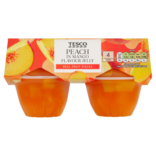 Tesco Peach in Mango Flavour Jelly 4 x 120g product pack