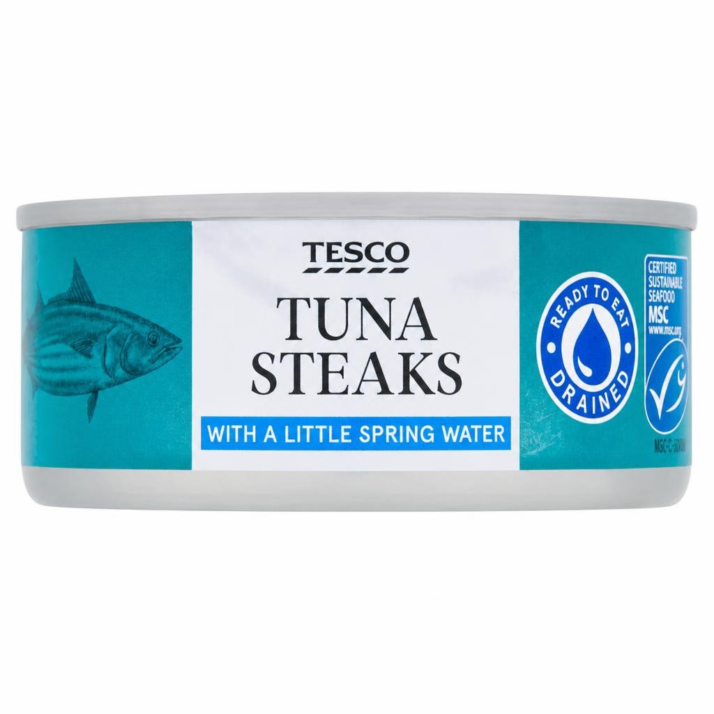 Tesco Tuna Steaks with a Little Spring Water 110g product pack