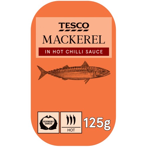 Tesco Mackerel in Hot Sauce 125g product pack