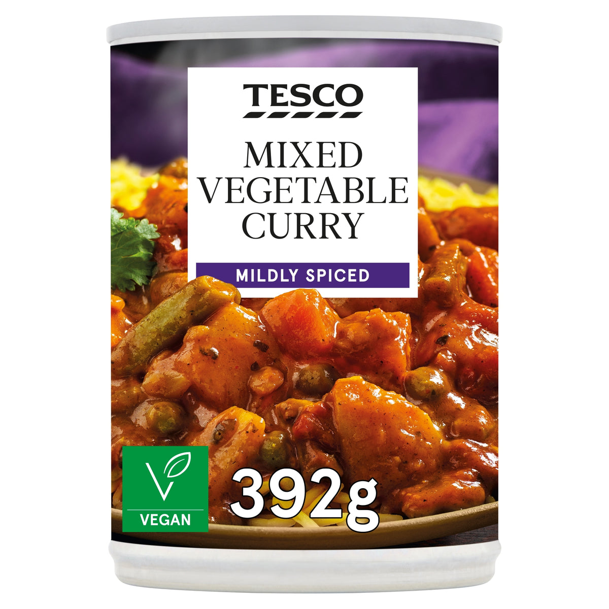 Tesco Mixed Vegetable Curry 392g product pack