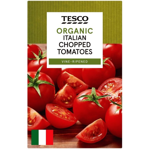 Tesco Organic Italian Chopped Tomatoes 390g product pack