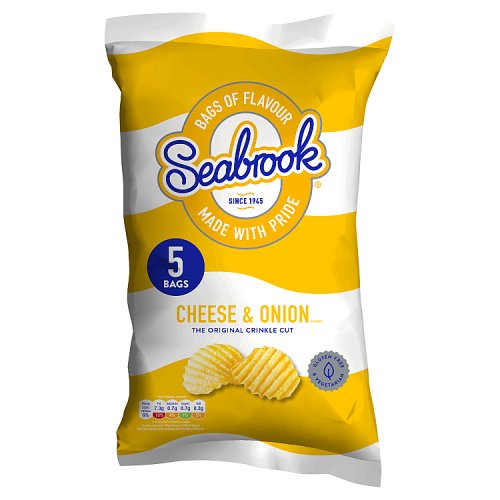Seabrook Cheese and Onion crisps 5 pack, 5 x 25 g